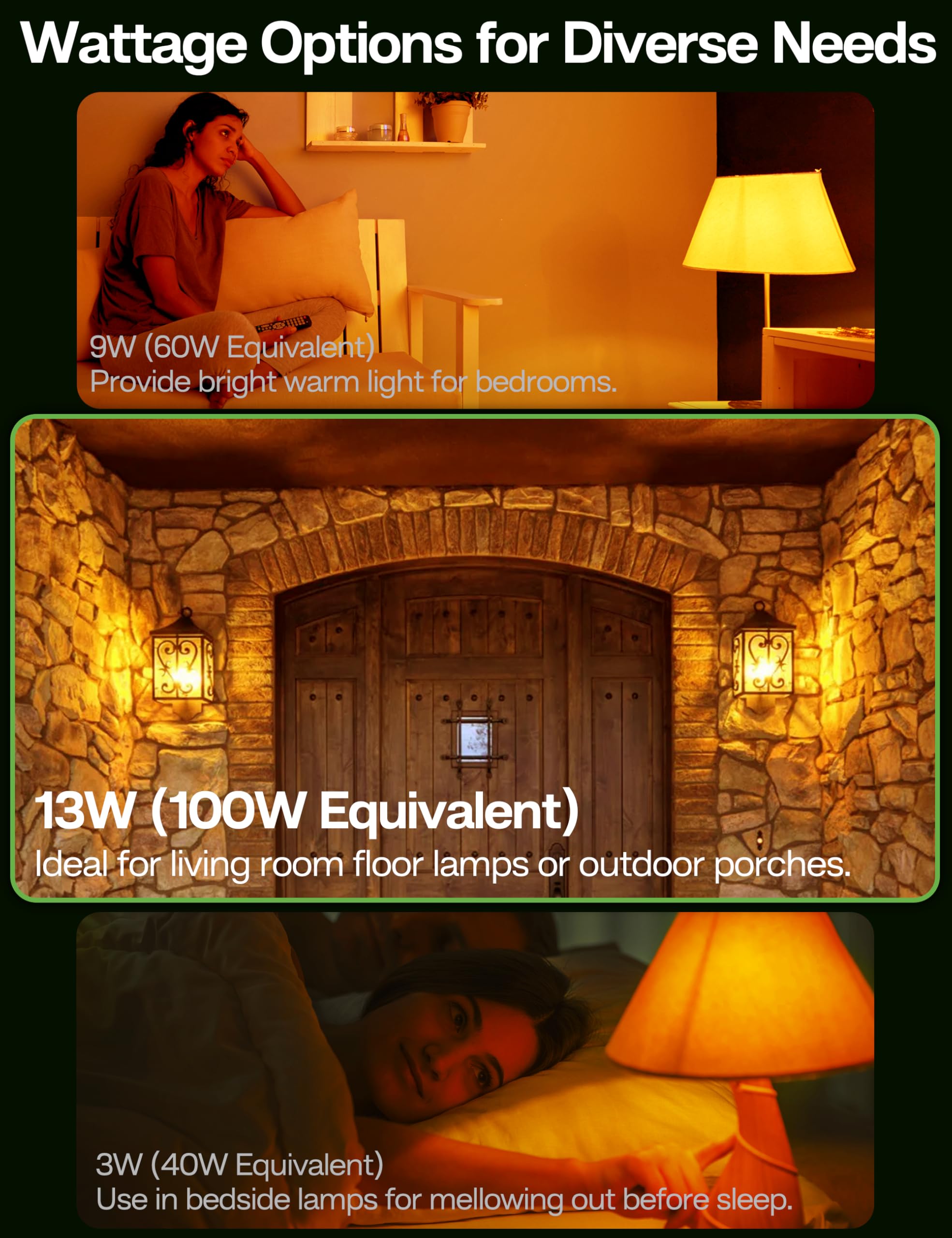 Eastiya bedside lamp with amber bulb for night-time reading.