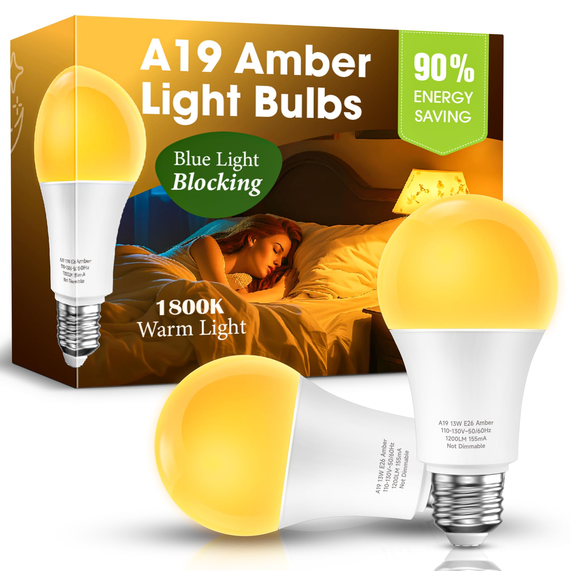 Eastiya sleep light bulb amber 1800K blocks blue light for calmer evenings.
