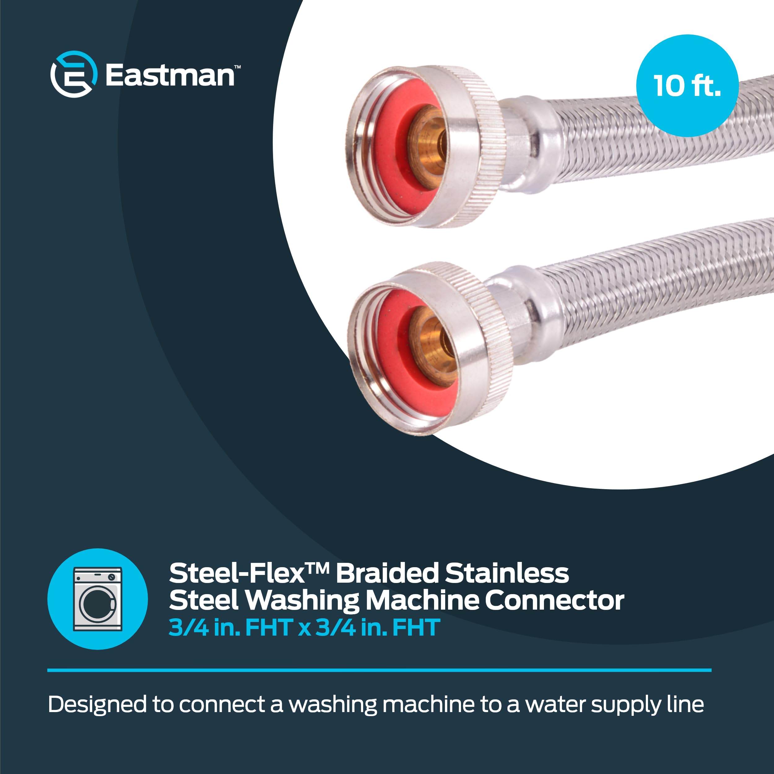 Braided stainless steel exterior over PVC core for durability and flexibility
