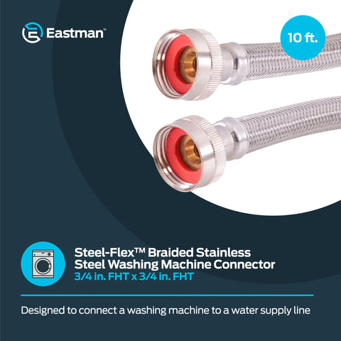 Braided stainless steel exterior over PVC core for durability and flexibility