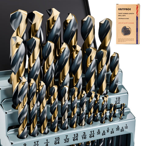 EASTPACE 29Pcs drill bit set in index case ready for metalworking tasks