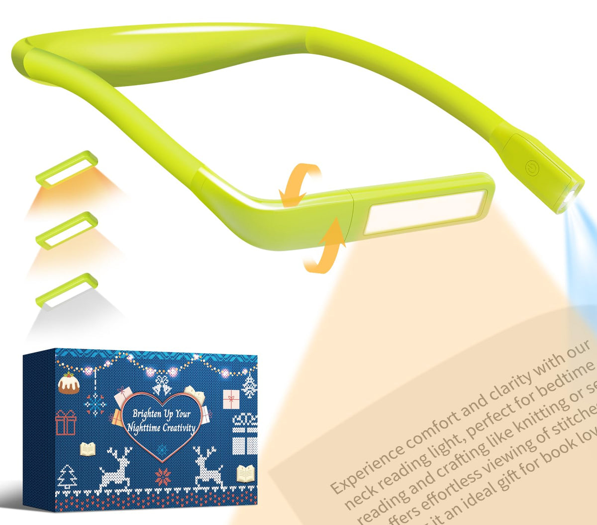 EastPin neck book light in a reading setup provides even illumination for nighttime pages