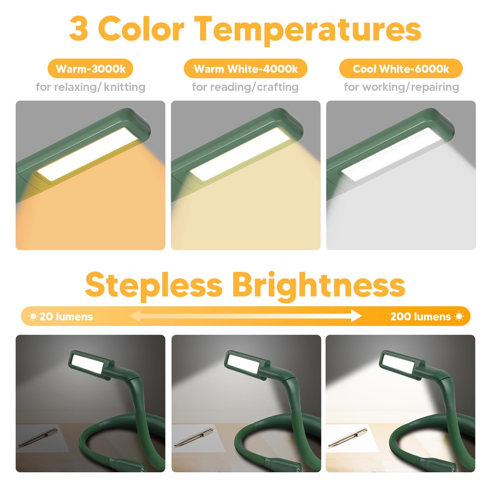 EastPin neck light with flexible arms for precise aiming