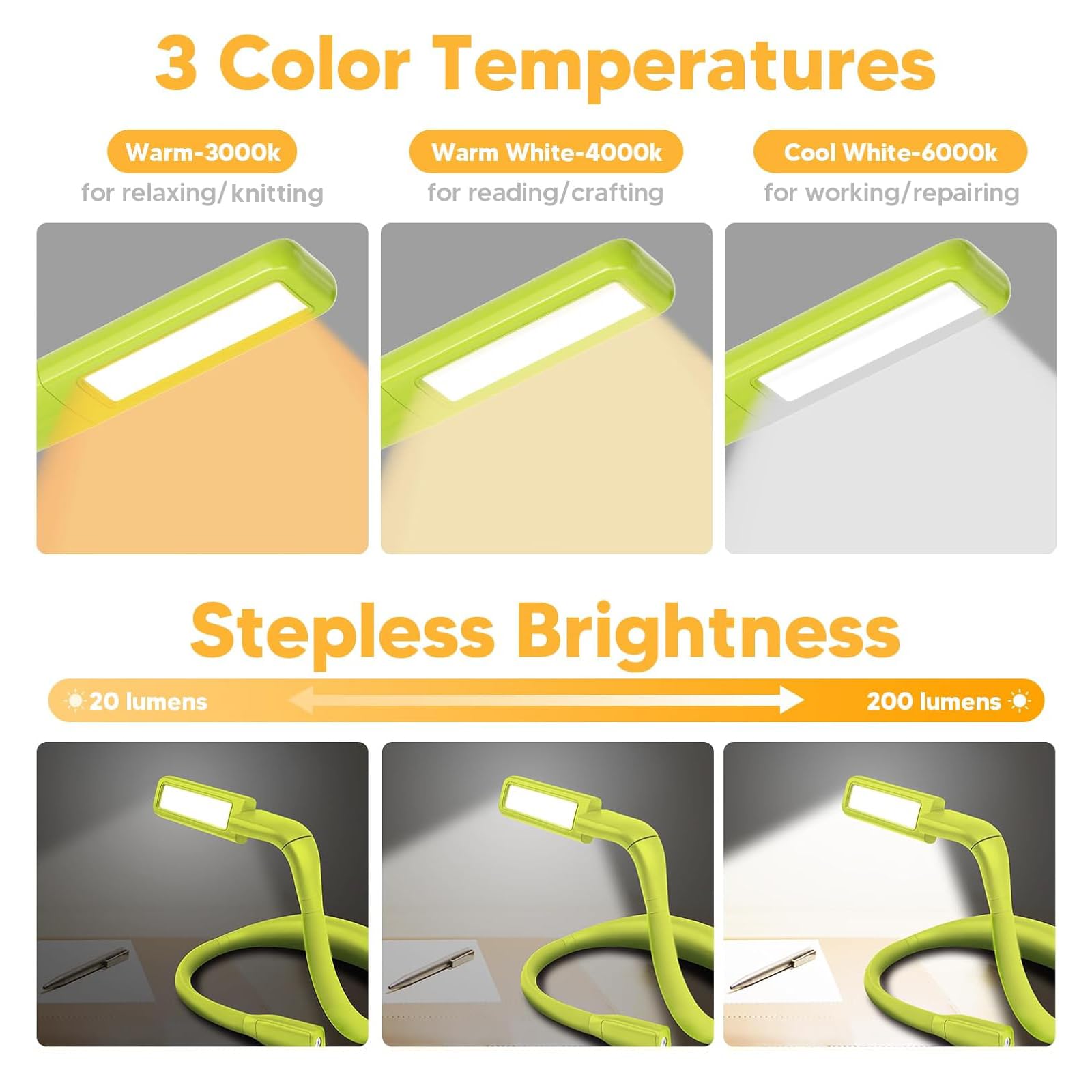 EastPin neck light rechargeable battery powers hours of brightness with quick recharging