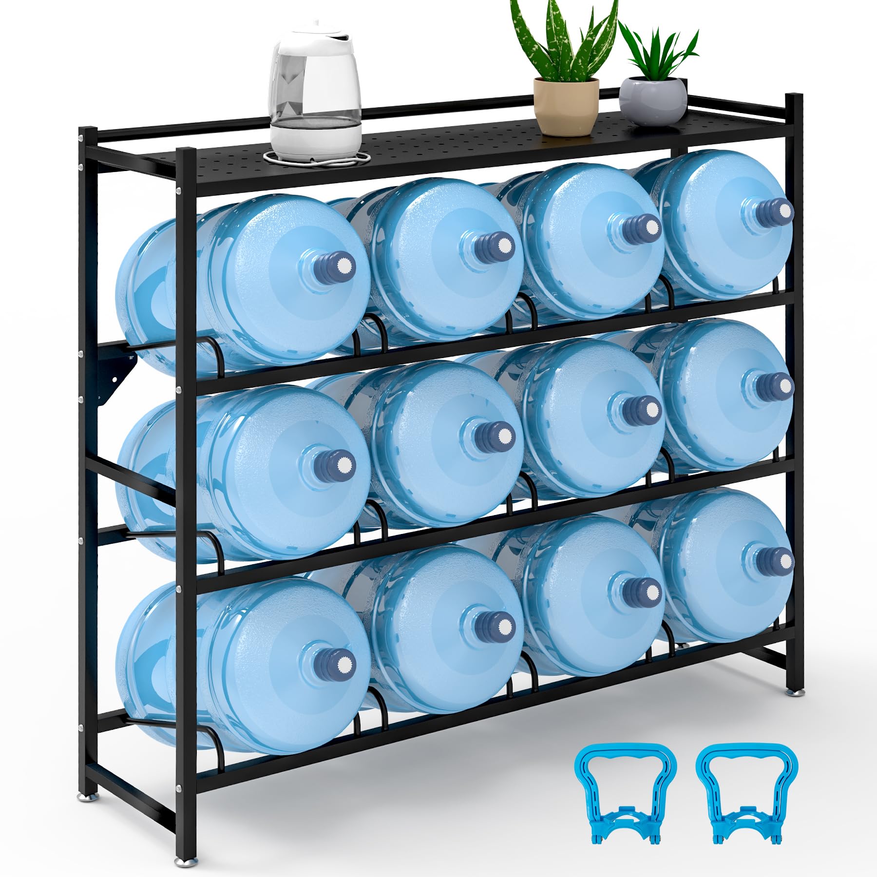 Eastrexon 5-gallon jug rack with top shelf for organized storage