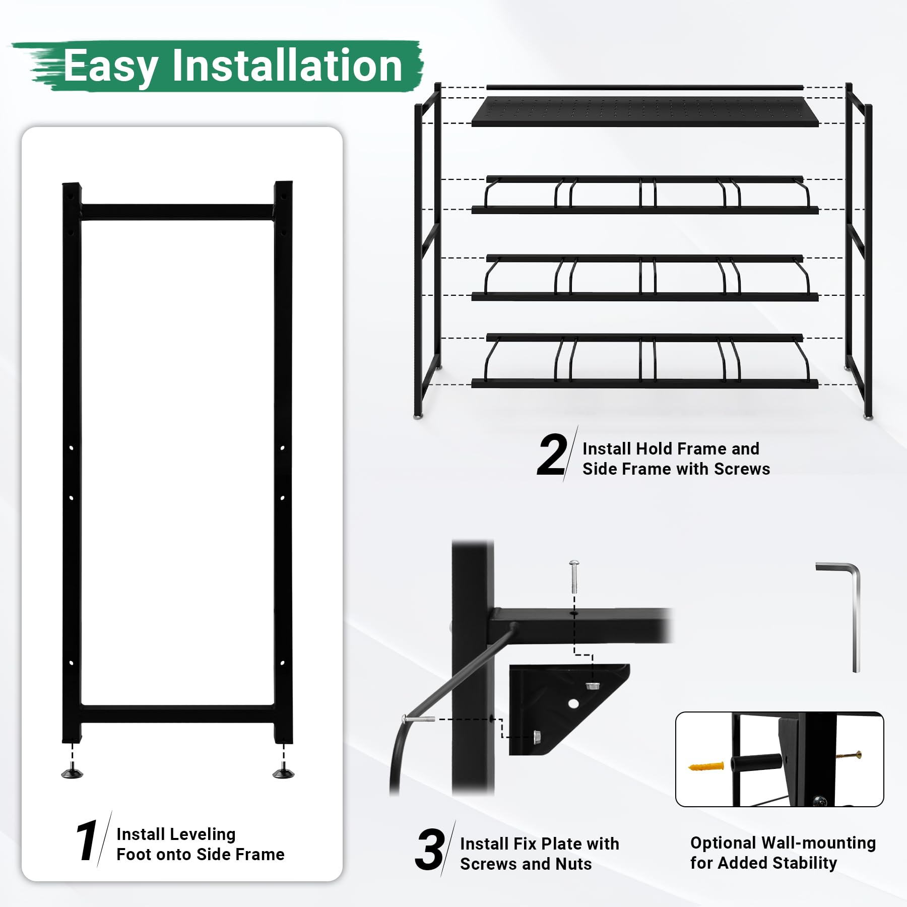 Eastrexon height-adjustable base keeps the rack level