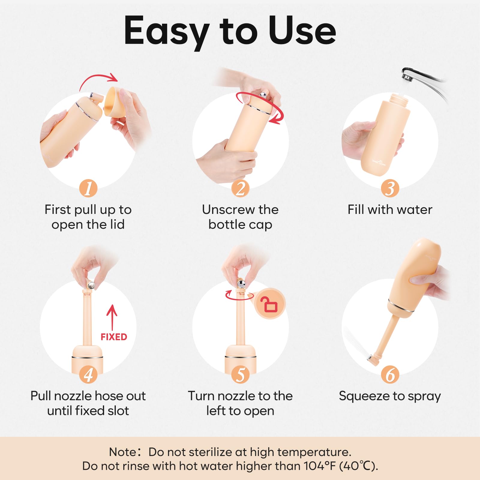 Easy@Home angled nozzle for targeted perineal cleansing