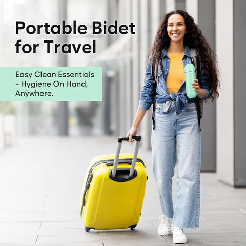 Compact form of Easy@Home travel bottle ready to slip in a bag.