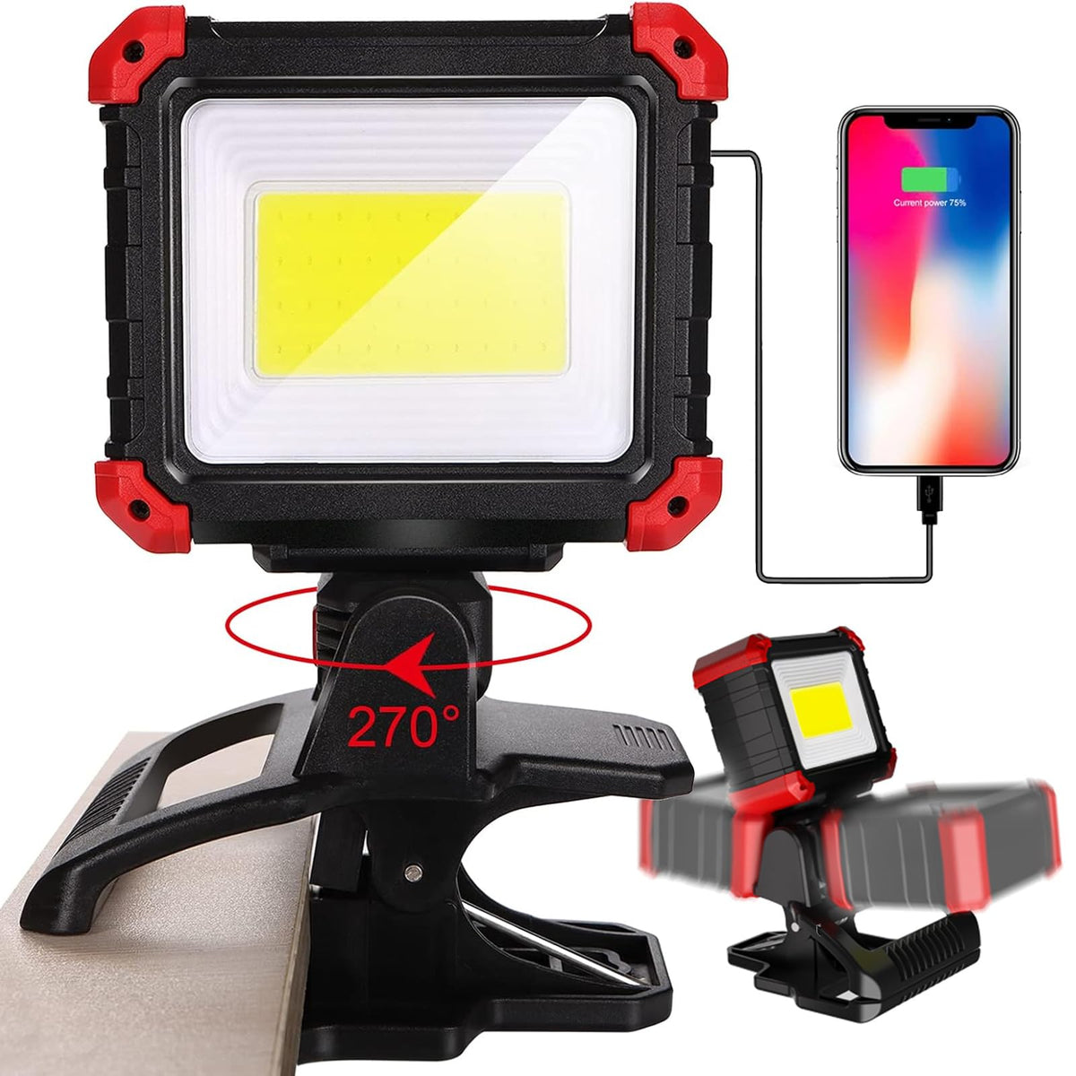 Easymaxx LED rechargeable work light clip for hands-free lighting