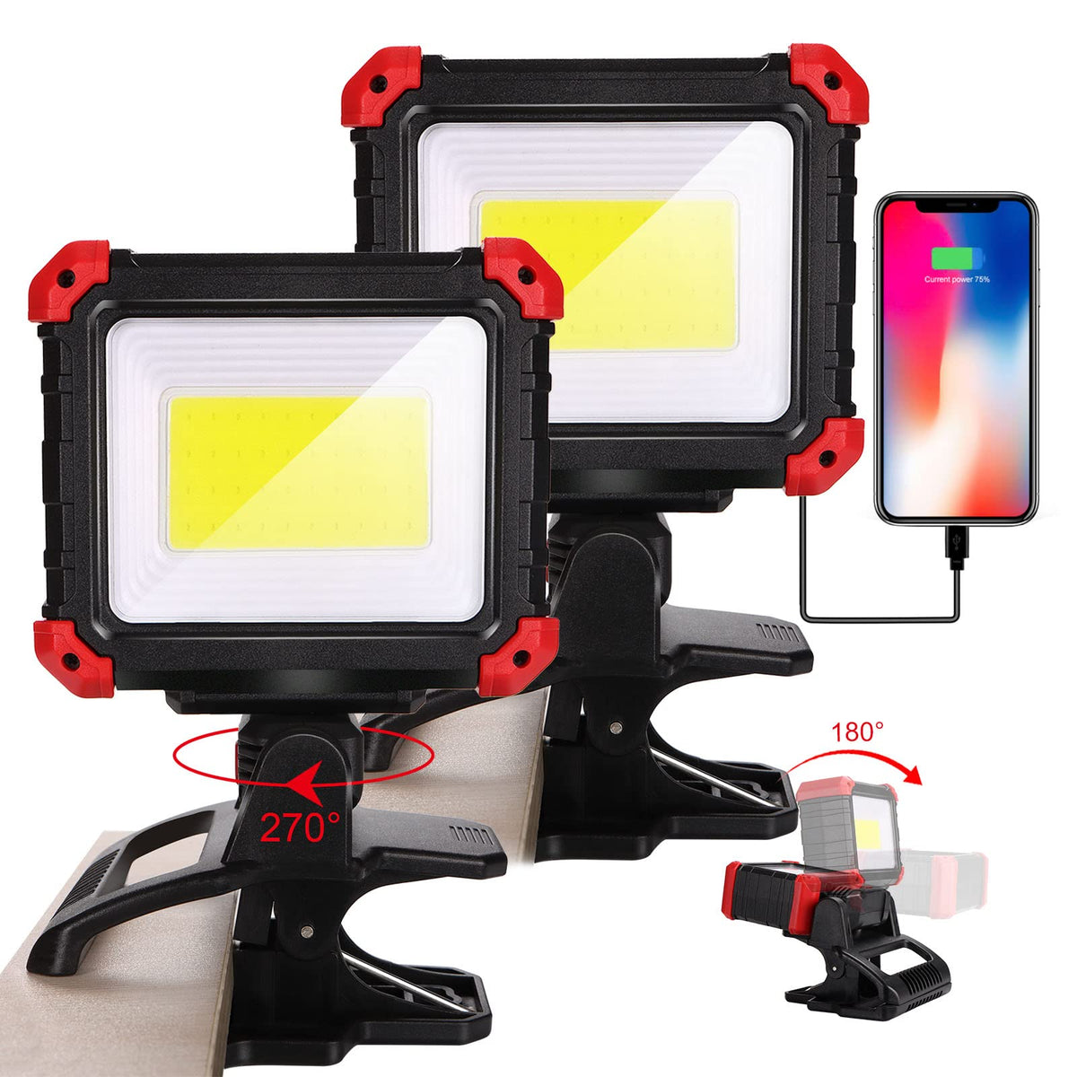 Easymaxx LED work light with clamp delivers 2100LM for hands-free lighting.