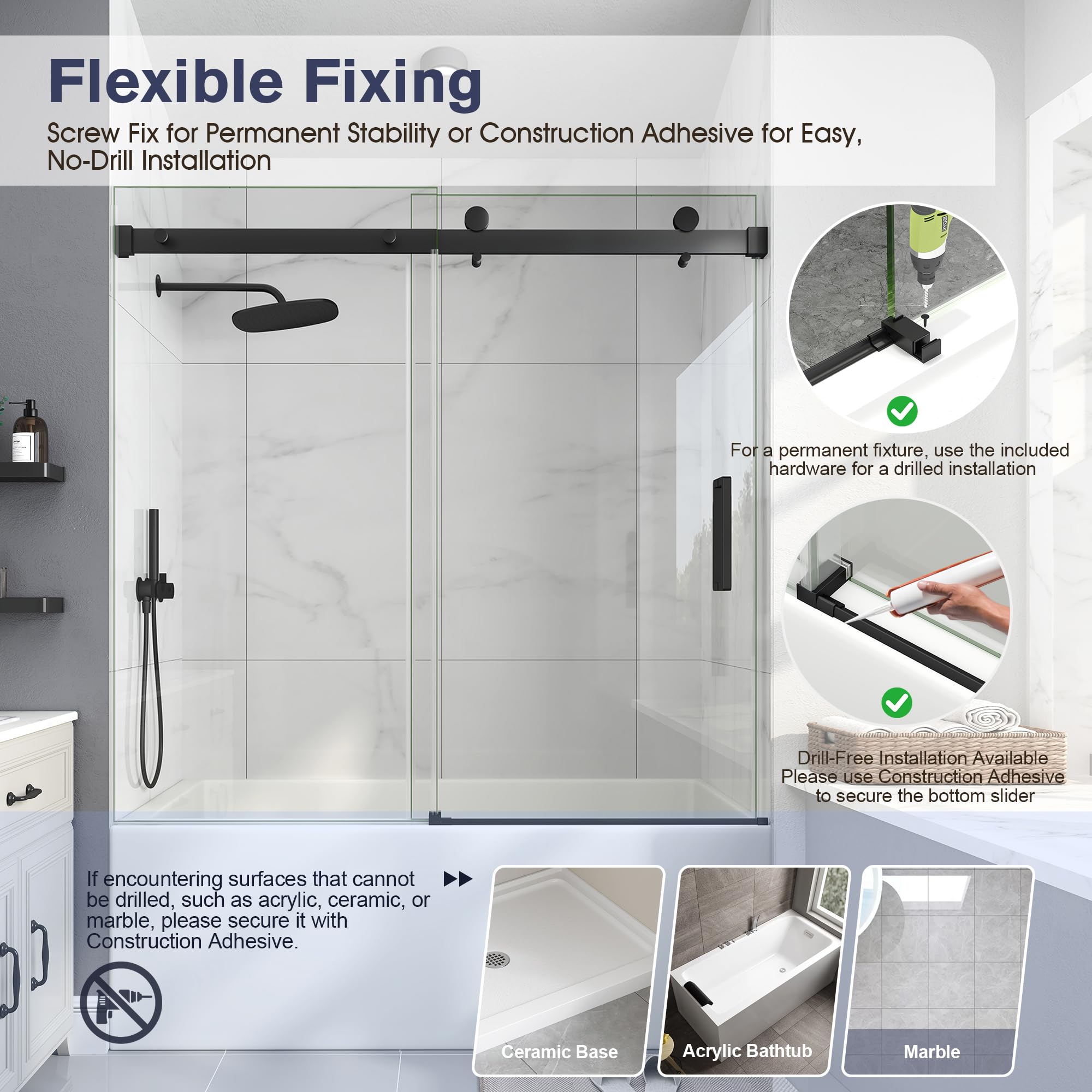 EASYWORC reversible opening accommodates left or right bathroom layouts.