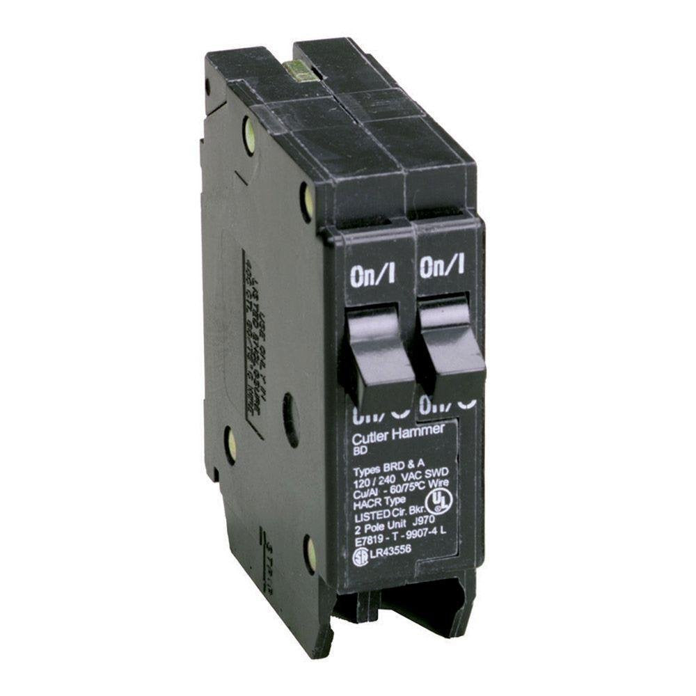 Eaton BD2020 duplex breaker full unit view for reliable 120V circuit protection.