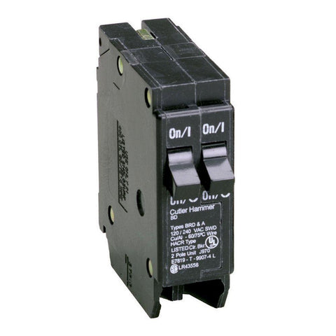 Eaton BD2020 duplex breaker full unit view for reliable 120V circuit protection.