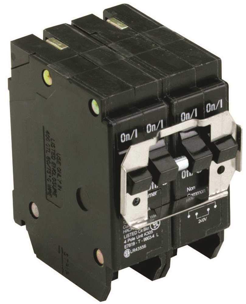 Eaton BQC230230 quad breaker enables four circuits in BR load centers with 240V protection.