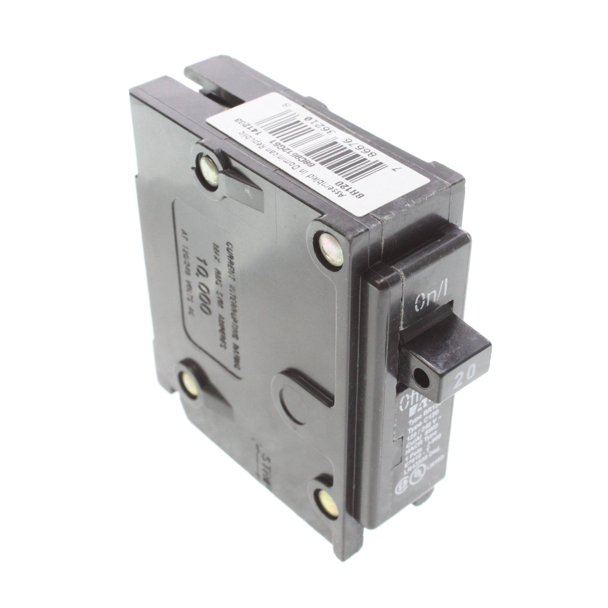 Eaton BR120 20A 1-in pack of 10 highlights bulk replacement convenience.