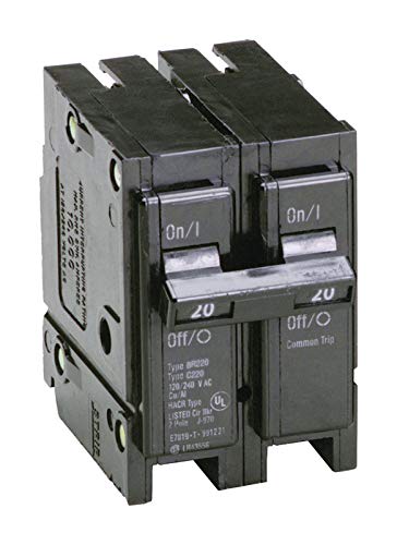 Eaton BR220 side view, double pole design supports 120/240V circuits.