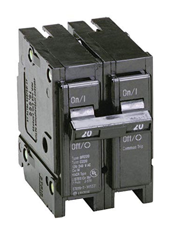 Eaton BR220 side view, double pole design supports 120/240V circuits.