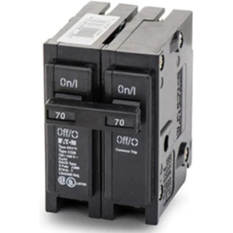 Eaton BR270 double pole circuit breaker for 120/240V circuits, reliable residential panel protection.
