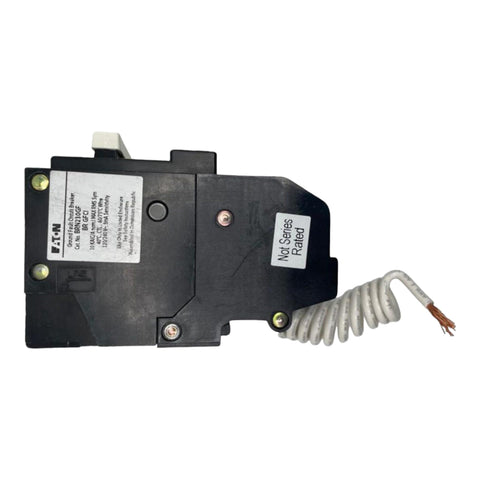 Eaton BRN230GF side view highlighting sturdy terminals for quick installation.