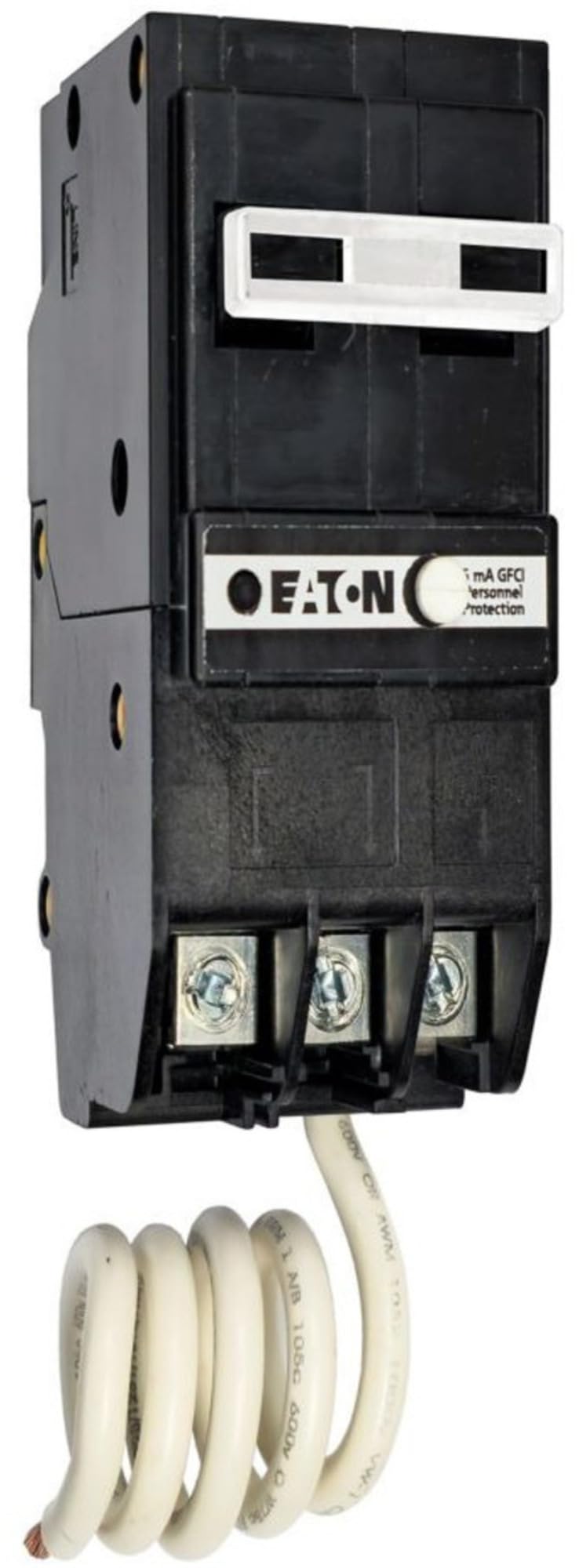 Eaton BRN250GF two-pole GFCI breaker with ground fault protection for 120/240V panels.