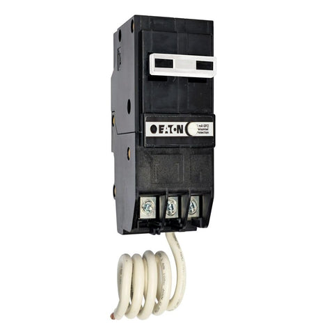 Eaton BRN260GF two-pole 60A GFCI breaker for 120/240V protects wet-area circuits.