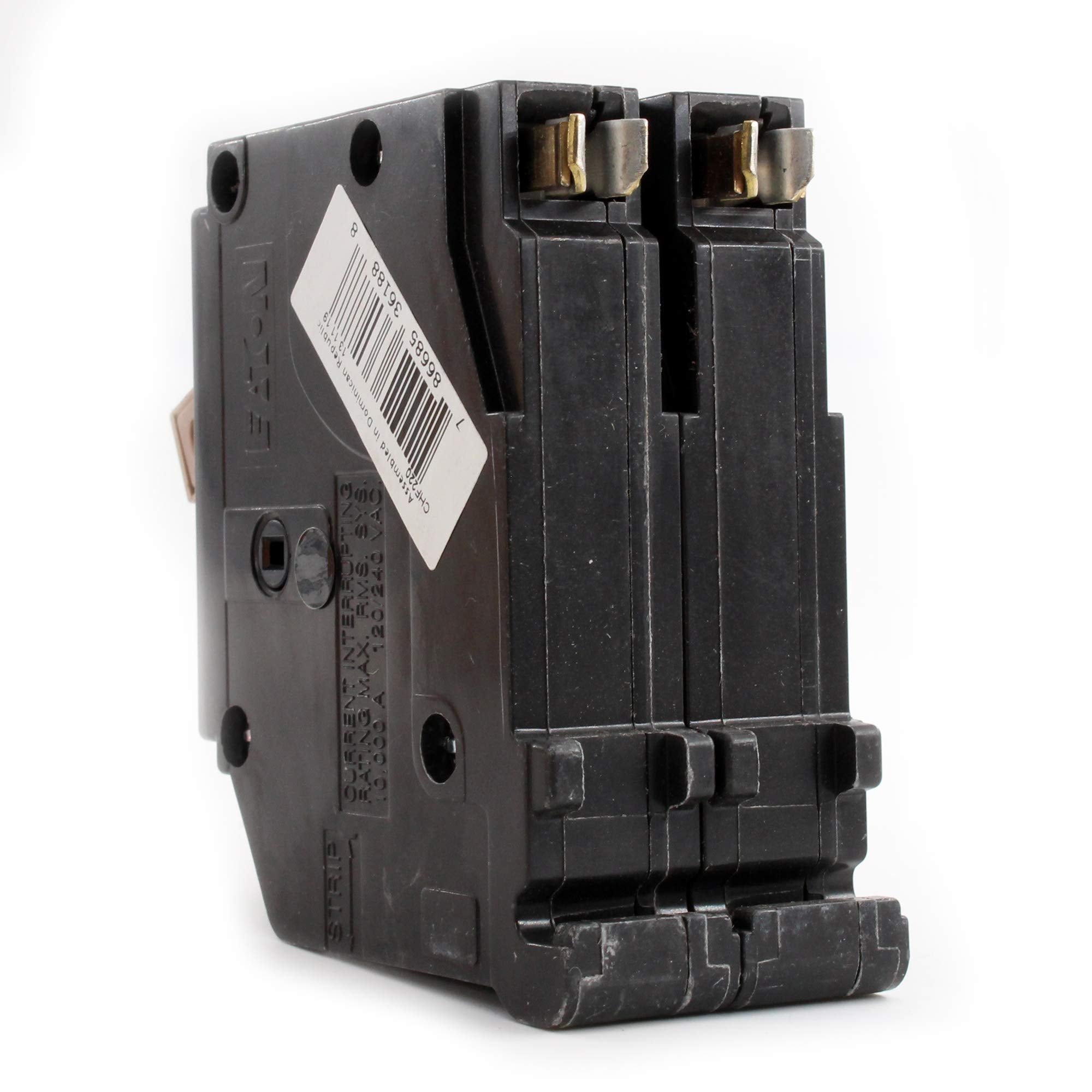 Eaton CHF220 20A DP circuit breaker packaging, ready for shipment and installation.