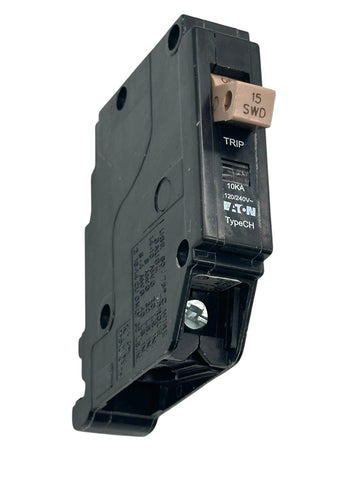 Eaton Cutler-Hammer 15A breaker installed in panel for CH panel compatibility.