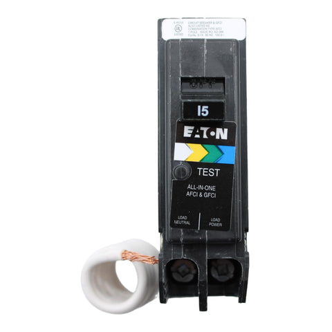 Eaton Type BR front view arc-fault GFCI combo improves panel safety