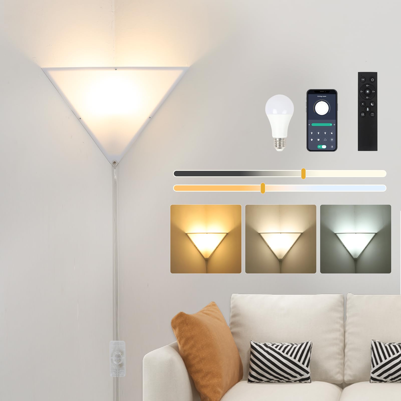 Eayaya dimmable corner lamp with remote for flexible brightness control