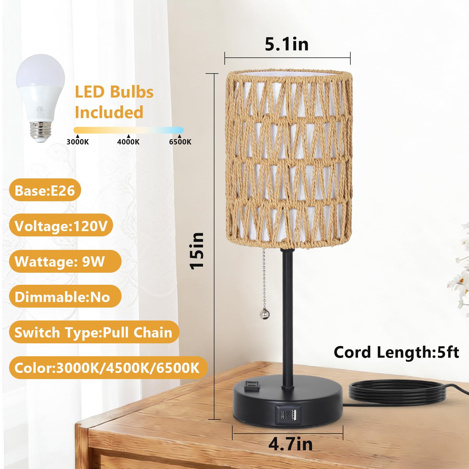 Eayaya LED bulbs showing three color temperatures.