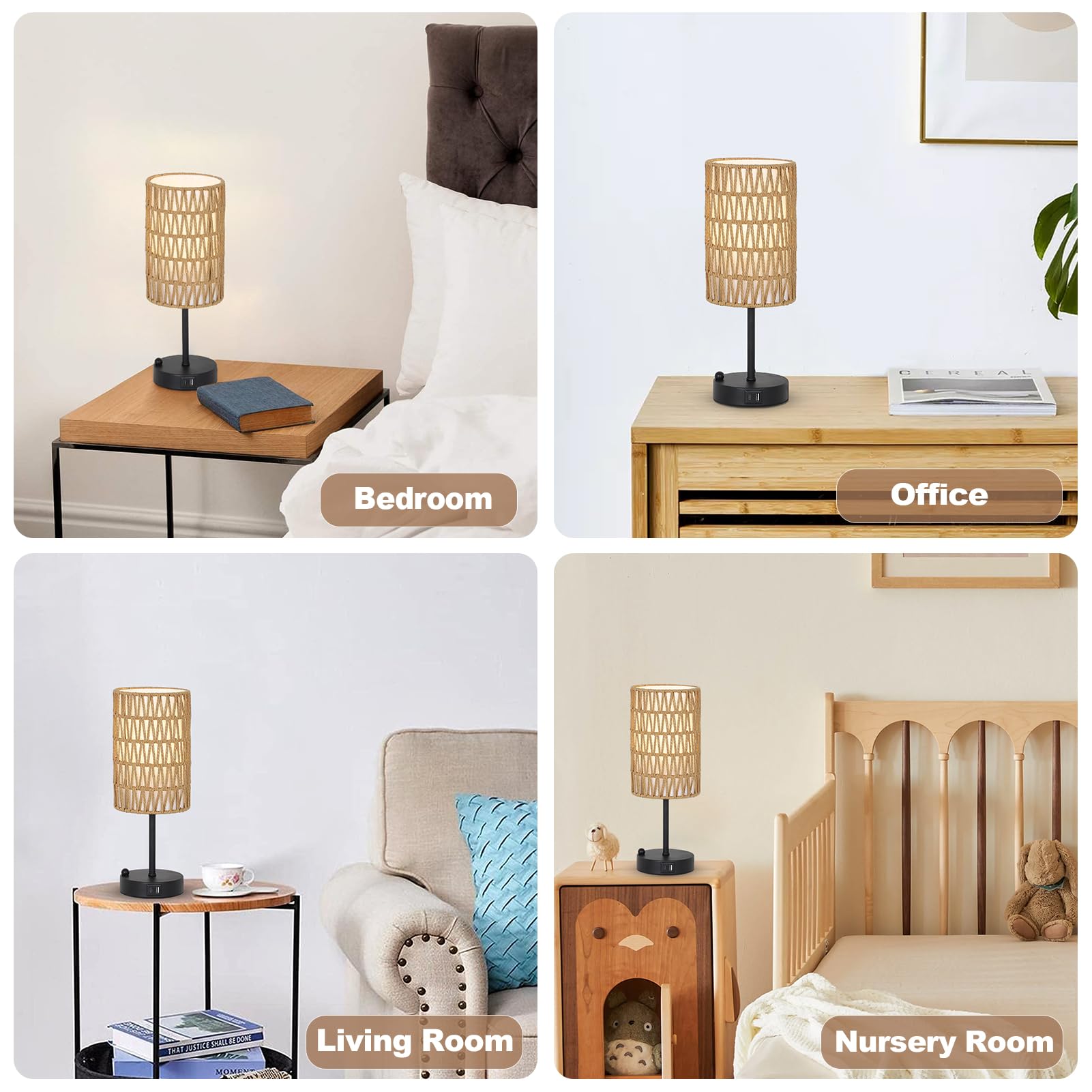 Compact Eayaya lamp fits small nightstands without crowding.