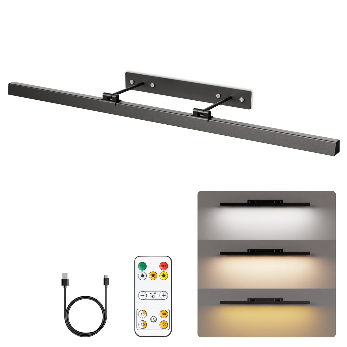 EAYOYAE large battery-operated picture light brightens wall art with even illumination