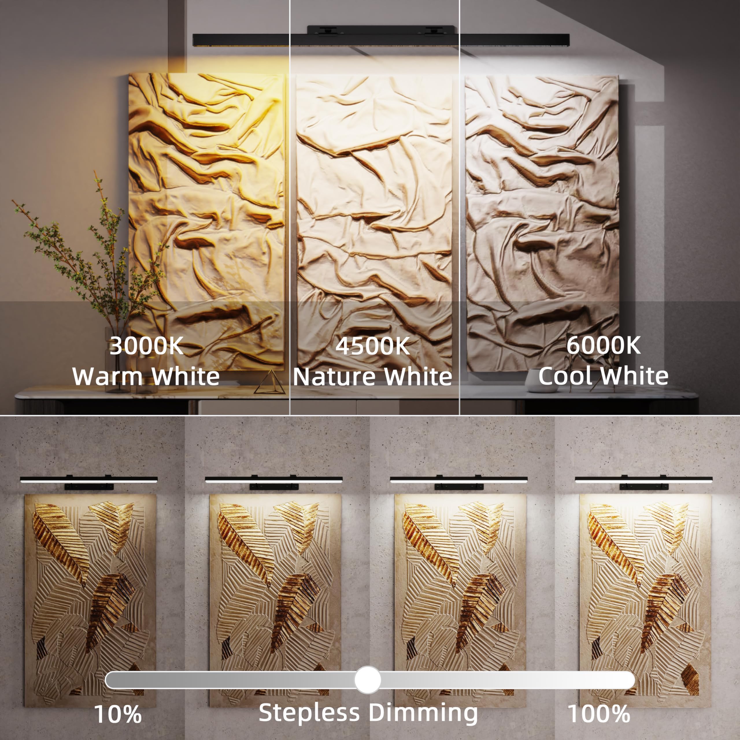 EAYOYAE LED light offers 3000K, 4000K and 6500K for artwork mood