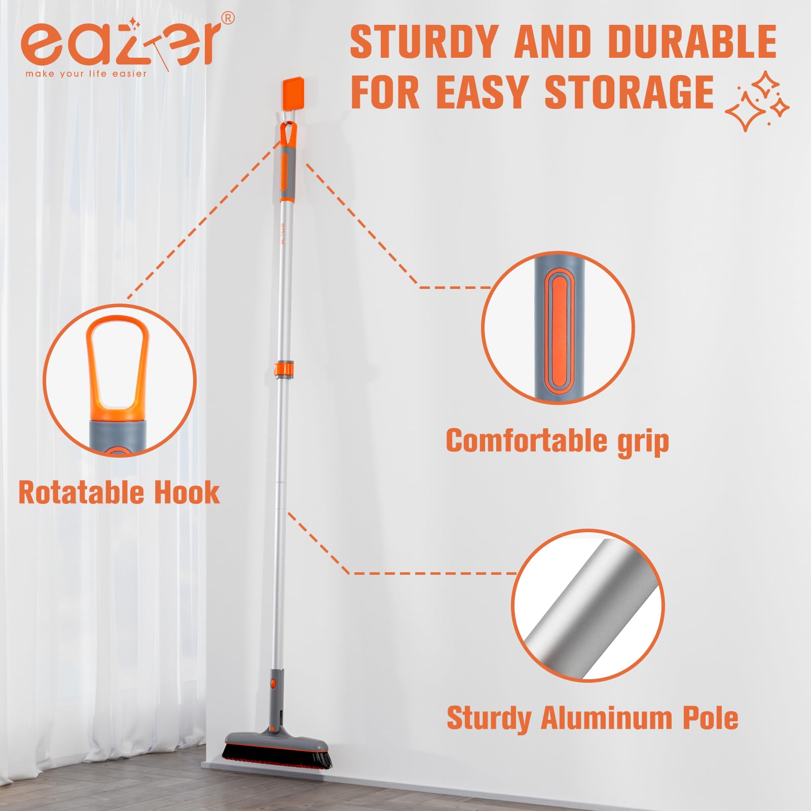 Eazer bathroom tile cleaning scene demonstrates versatile, everyday use.