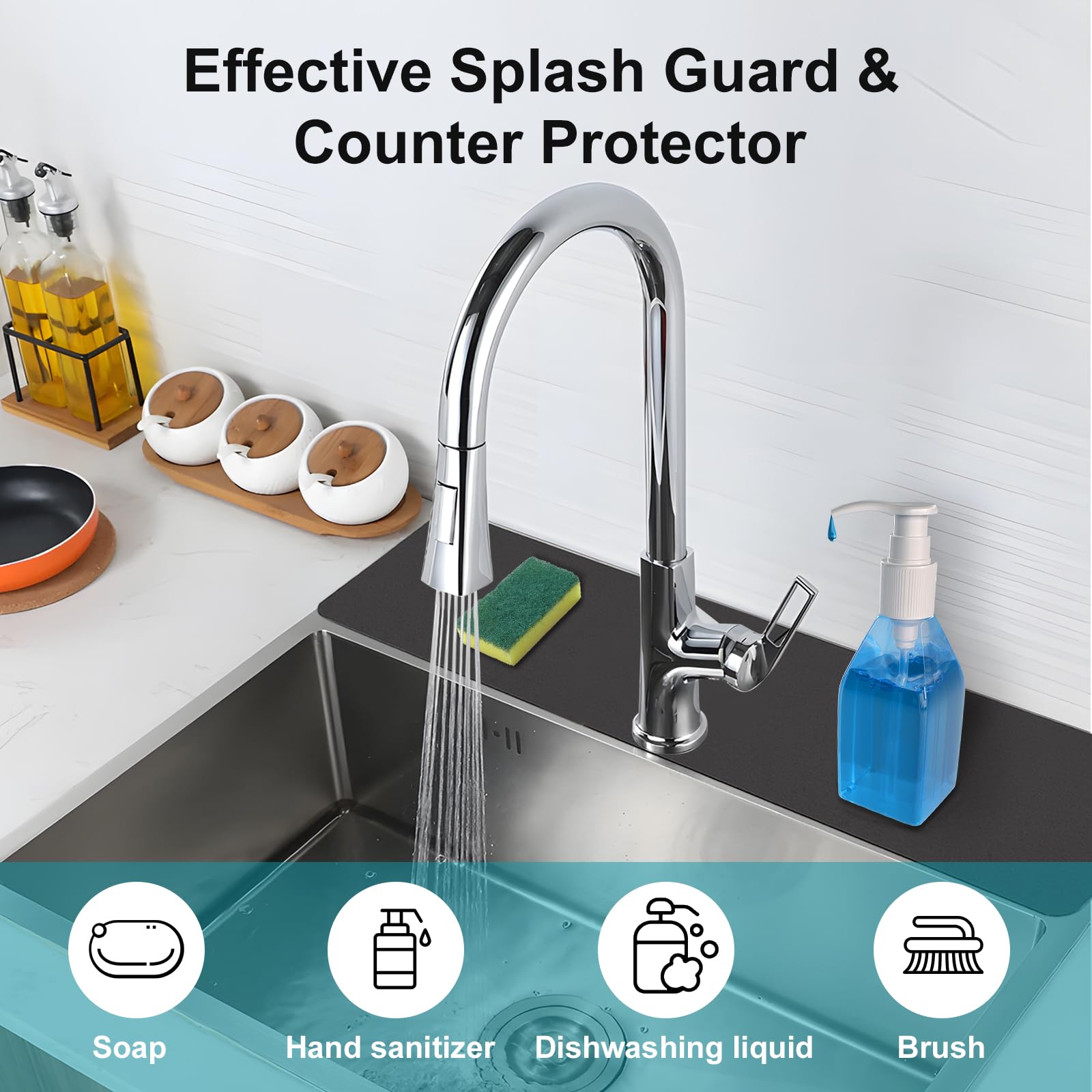 EazziSwitch countertop protection around sink keeps counters dry and stain-free.