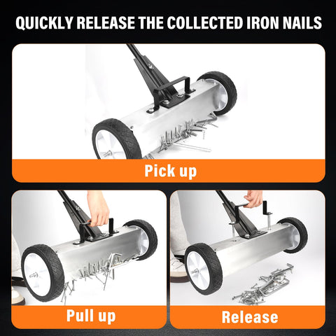 E BAVITE nail magnet sweeper release latch in action for quick debris release.
