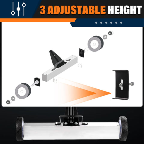 E BAVITE nail magnet sweeper telescopic-handle adjusts from 35 to 55 inches.