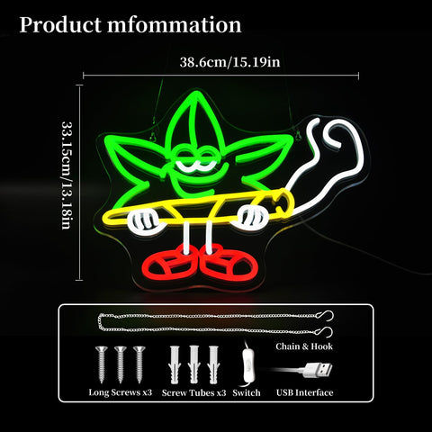 Ebdobgbs Leaf Neon Sign bar/nightclub lighting for mood setting.