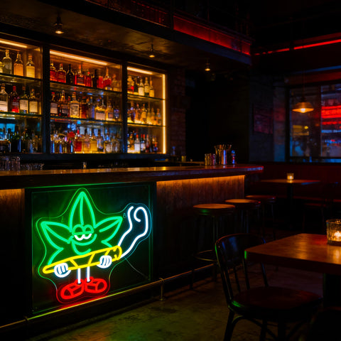 Ebdobgbs Leaf Neon Sign easy install with pre-drilled holes.