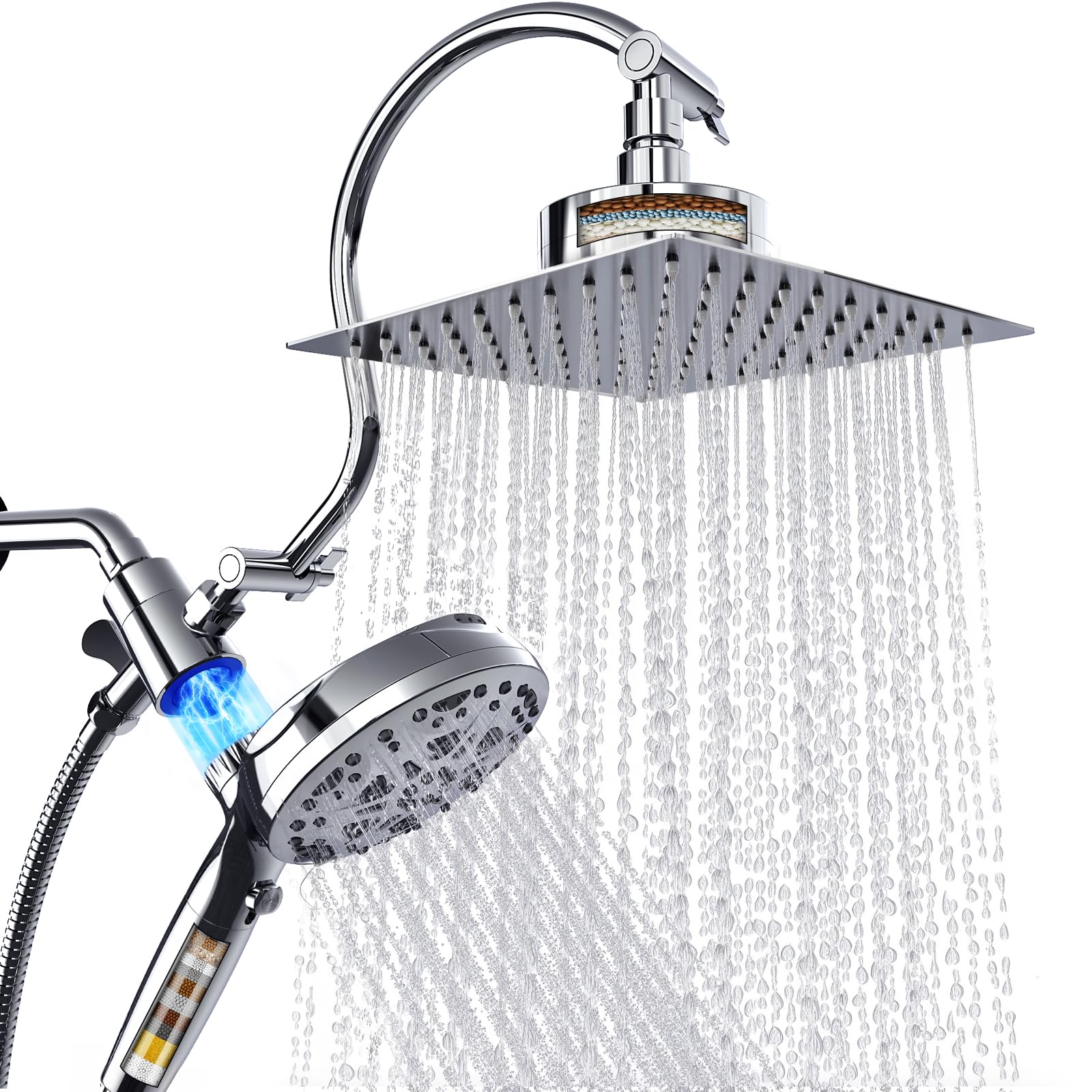eboatop dual filtered rain head 8 square delivers a refreshing rainfall experience