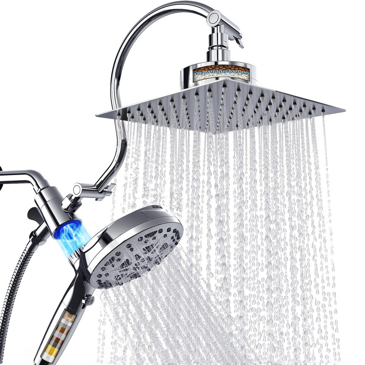 eboatop dual filtered rain head 8 square delivers a refreshing rainfall experience