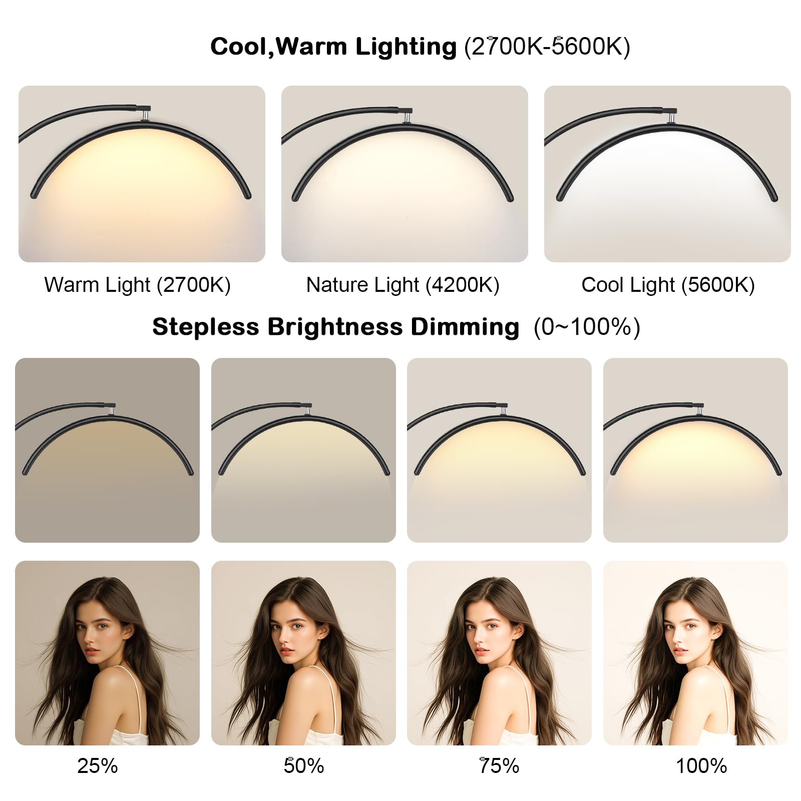 ebrlaxin Half Moon Lash Light side view shows stable metal base for reliability.