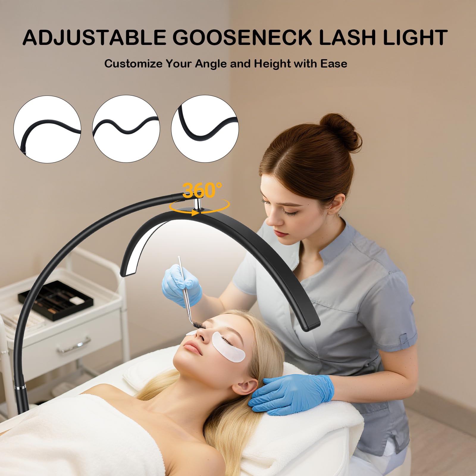 ebrlaxin Half Moon Lash Light tray-detail view with integrated tool tray.