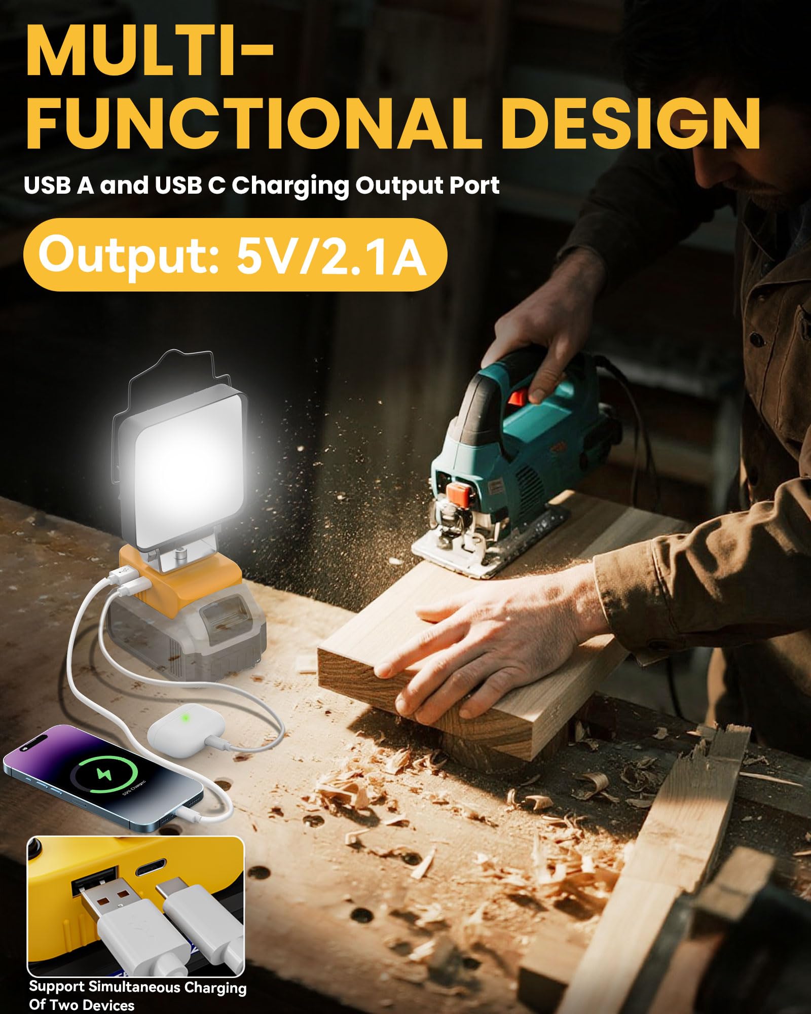 Ecarke portable design flood light ideal for job sites and camping
