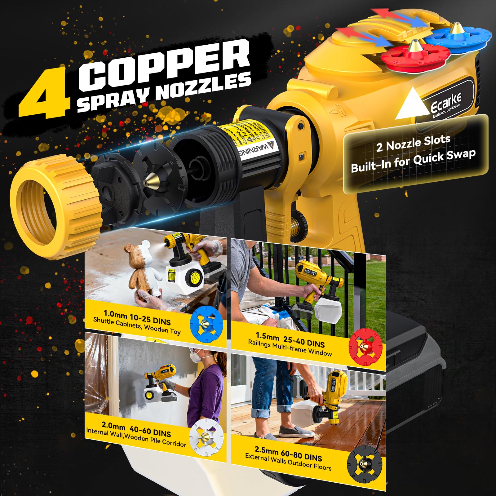 Ecarke high-speed 43,000 RPM motor delivers strong spray power.