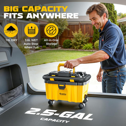 Ecarke attachment kit with strap and wheels for versatile cleaning.