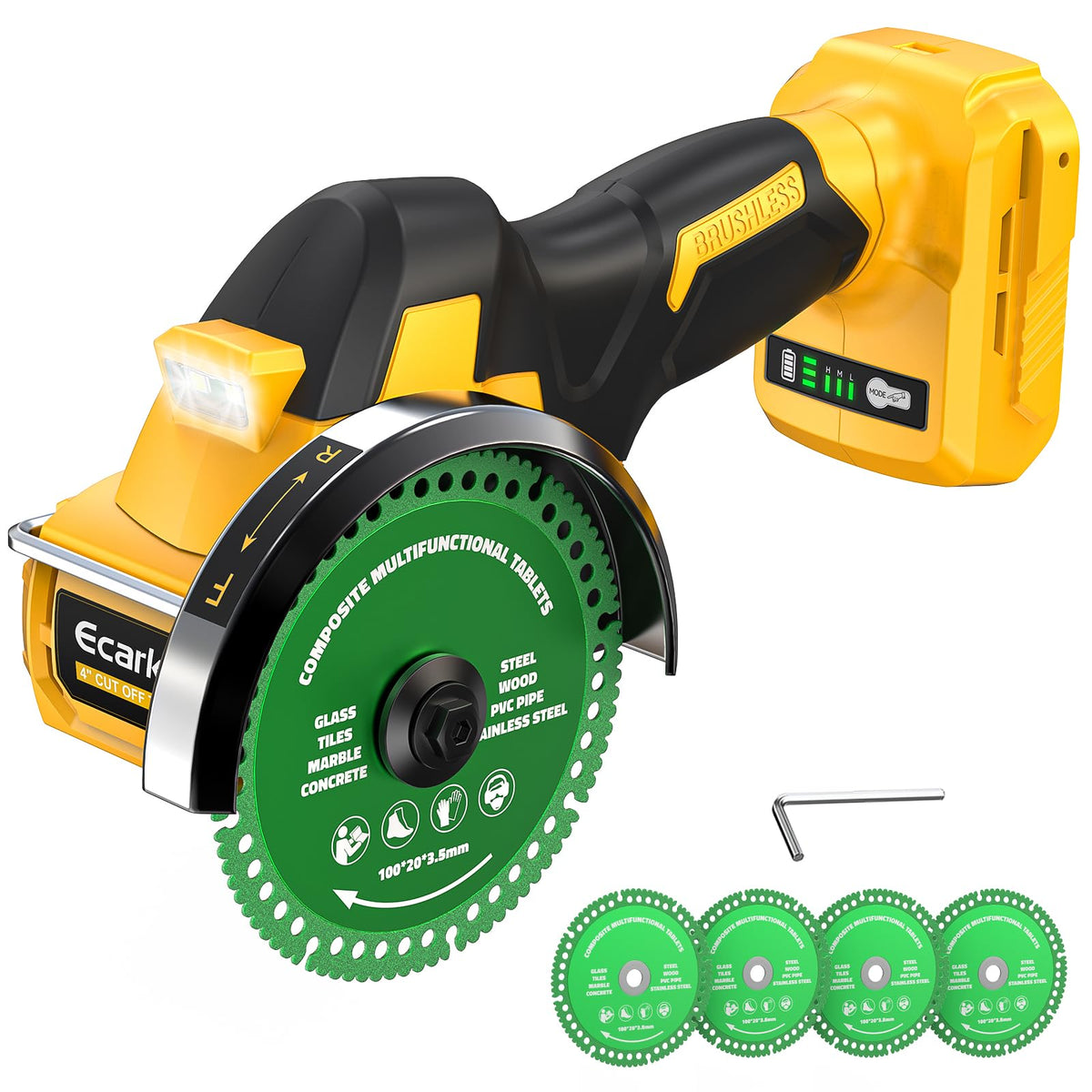 Ecarke cordless cut off tool ready for DeWalt 20V battery, flexible on-site power
