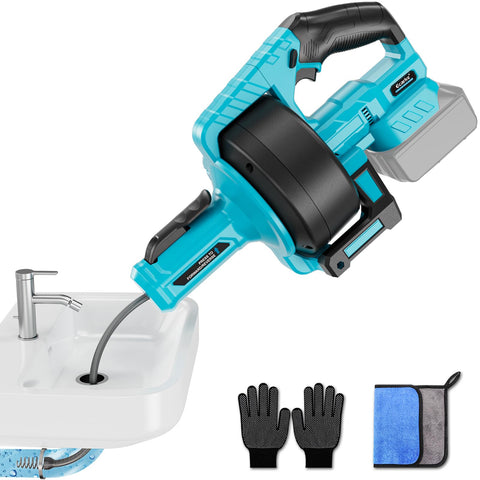Ecarke cordless drain auger 25ft front view for quick pipe clearing