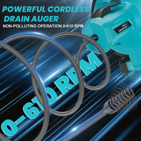Ecarke cordless drain auger spiral extended to reach stubborn clogs