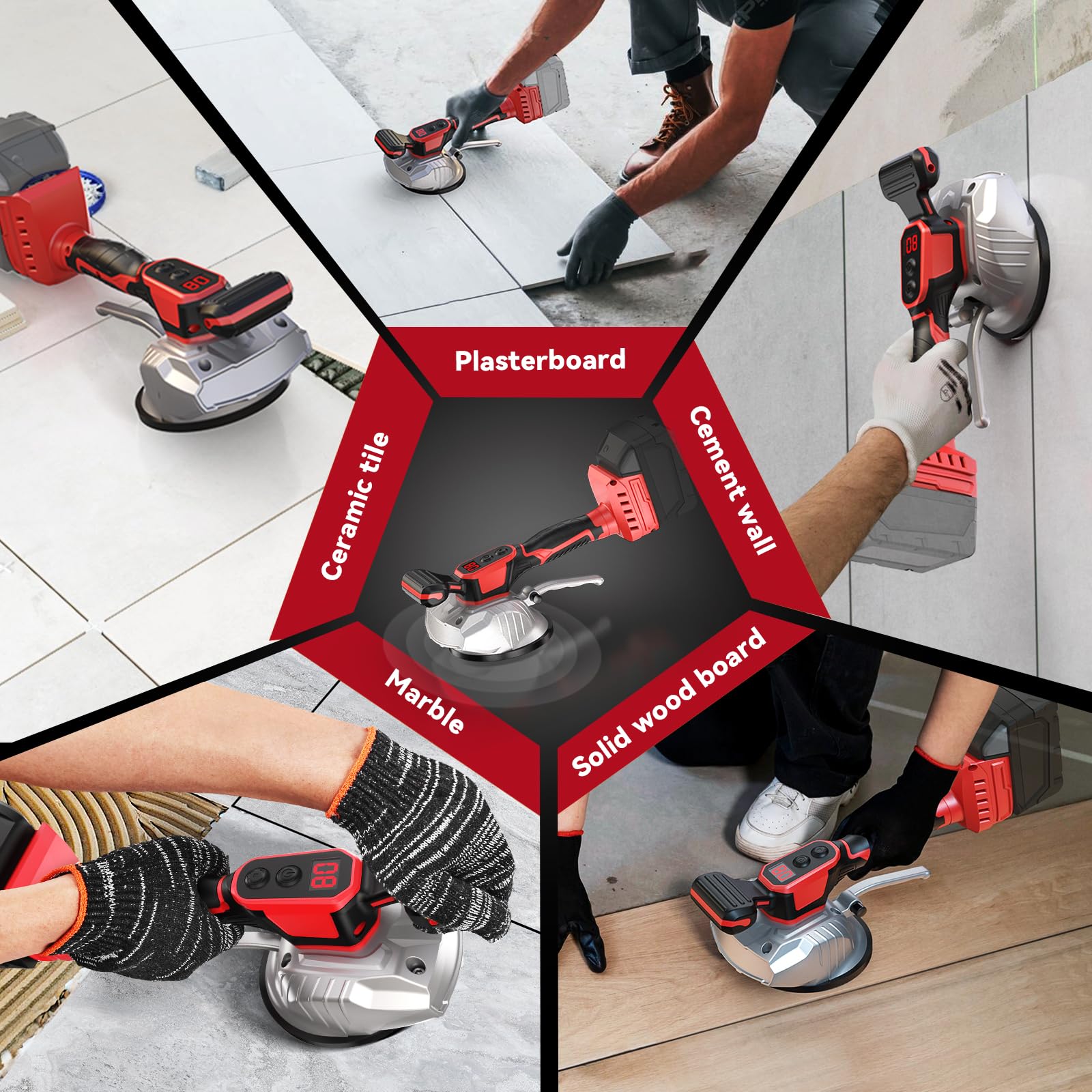 Ecarke cordless tile vibration leveling machine portable design for on-site tile projects.